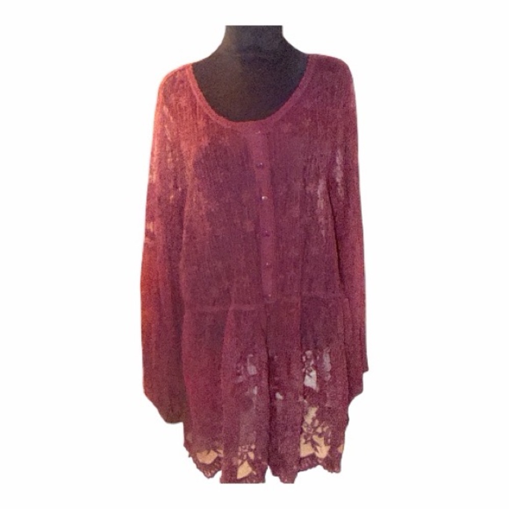 NWT Lane Bryant Floral Lace Top in Rich Burgundy Size 18/20